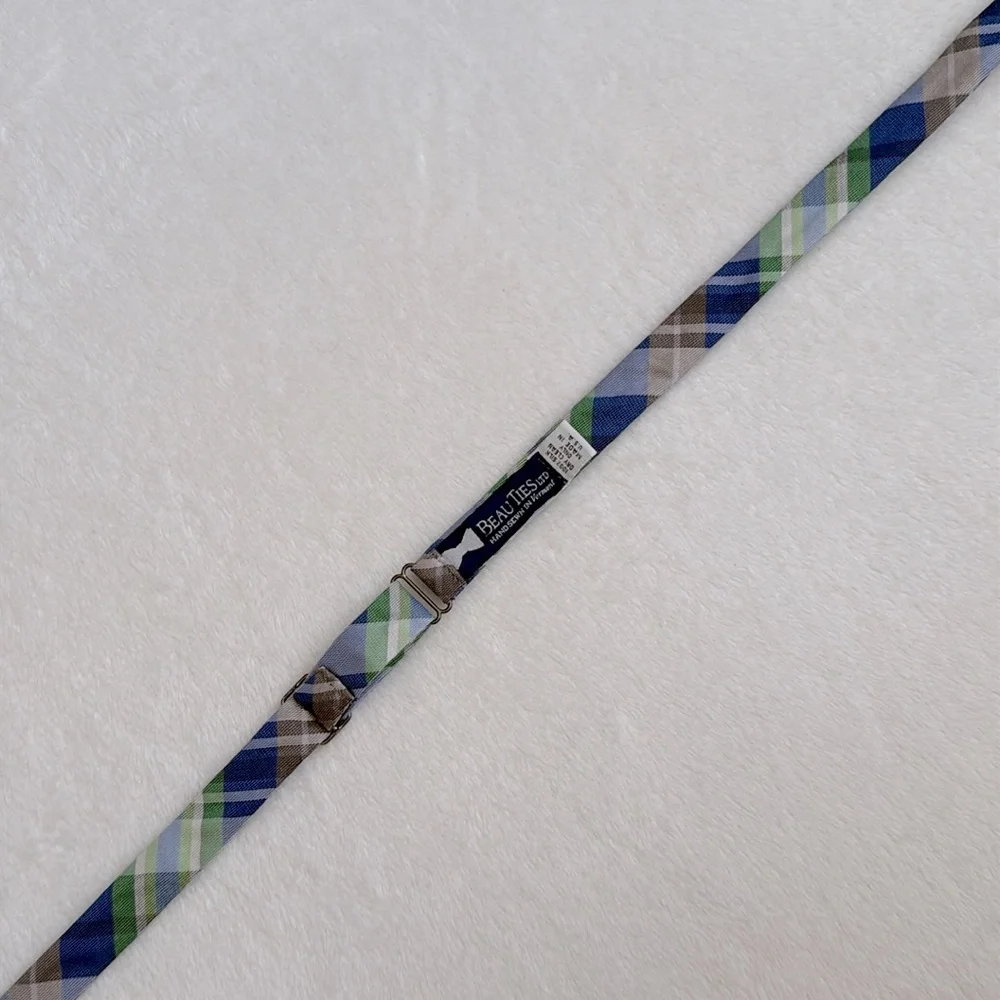 Beau Ties | Plaid Silk Bow Tie Self Tie Adjustable Hand Sewn Vermont Bow Tie - Picture 6 of 14